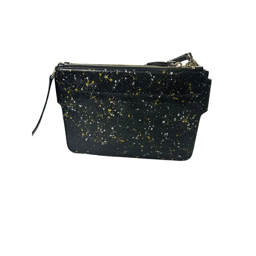 Henri‎ Bendel Divine Splatter Snake Crossbody Women OS Black NWOT Rare Leather